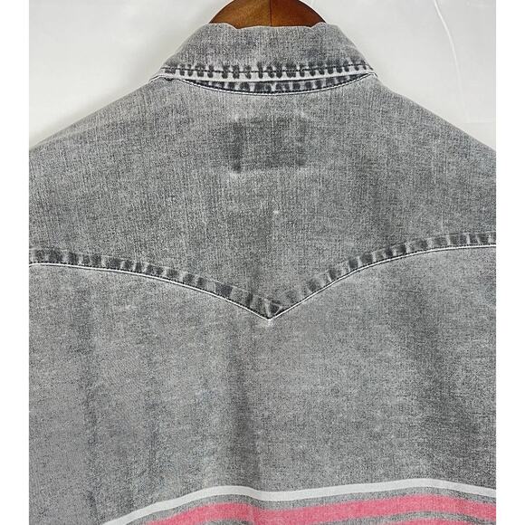 Vintage Wrangler Brushpopper Black Grey Striped Western Rodeo Cowboy X-Long - Picture 5 of 13